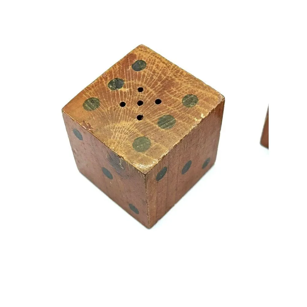 Vintage Wooden Dice Salt and‎ Pepper Shakers Texas City